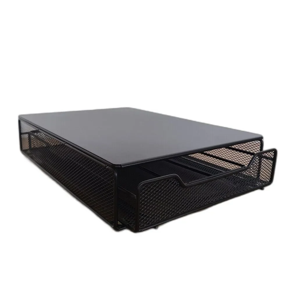 Large Capacity Wrought Iron Black Universal Coffee Pod Holder Organizer Drawer